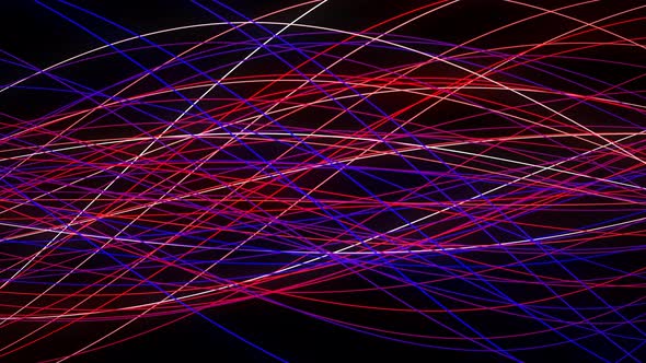 Colorful Ribbon Line Wave Motion Animated On Black Background Blue Red