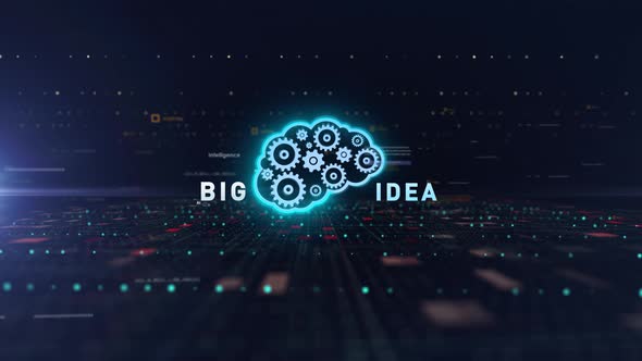 Digital Space Cyber Brain Background Word Big Idea