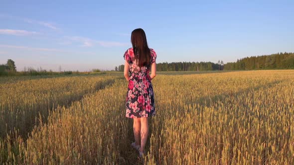 Woman on Wheat Field