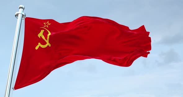 USSR Flag Waving  Loop  4 K