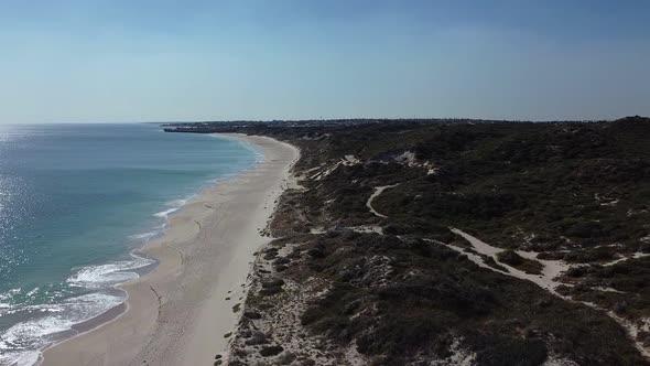 Aerial View Over Beautiful Beach And Dunes, Mindarie, Perth Australia