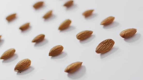 Video of almonds on white background