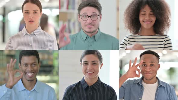 Collage of Multiple Race People Showing Okay Sign