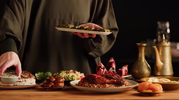 Kabsa Maqluba Dolma Tabbouleh Closeup Rice and Meat Dish Middle Eastern National Traditional Food