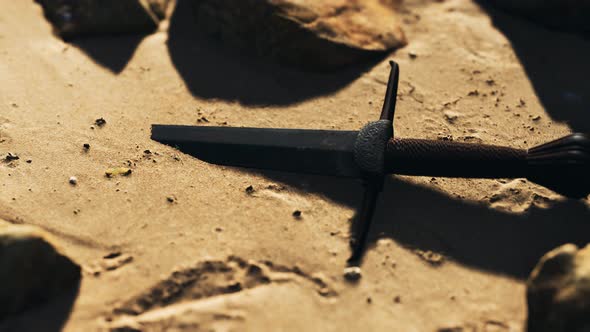 Retro Sword on Sand Beach alt
