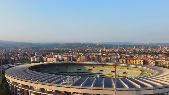 Aerial View Of Stadium In The City Center