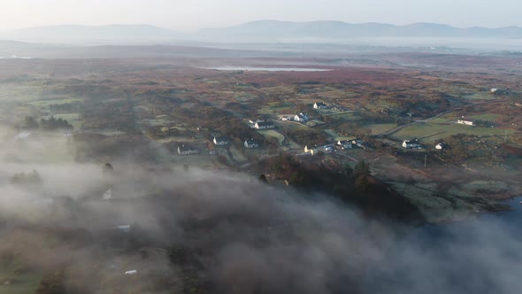 Aerial View of Lough Fad in the Morning Fog County Donegal Republic of Ireland