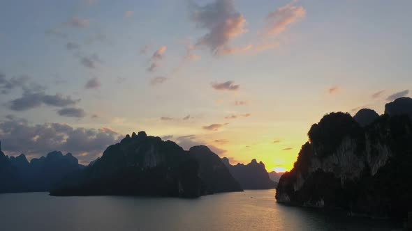 Aerial View Sunset In The Channel Of Island.