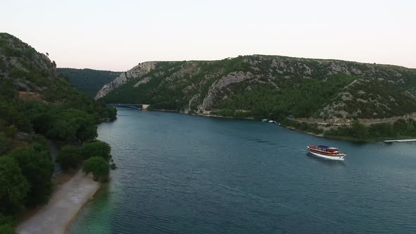 A ferry tour ongoing in the Skradin in Šibenik-Knin County Croatia