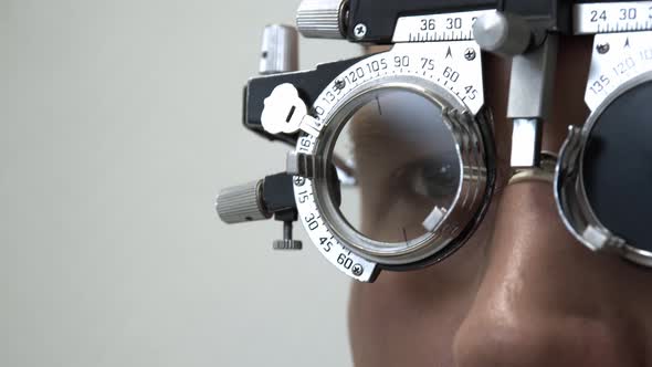 Closeup of a Man on an Eye Examination