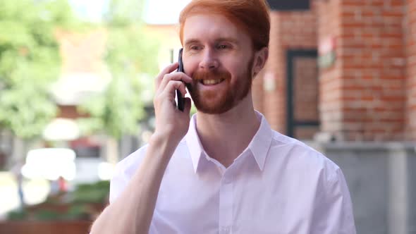 Phone Talk Man Attending Call While Standing Outside Building