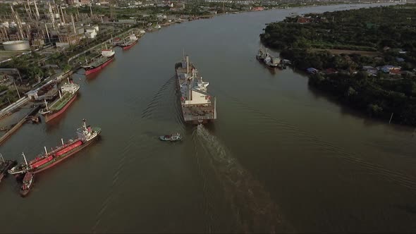 Aerial View Above Commercial Dockyard Logistic Concept 05