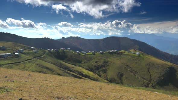 Highland Houses in High Elevation Alpine Meadows at Mountain Ridge