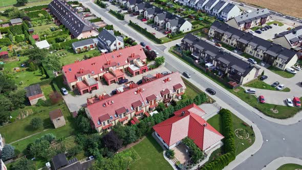 Aerial View of Modern Residential District in Small Europe City