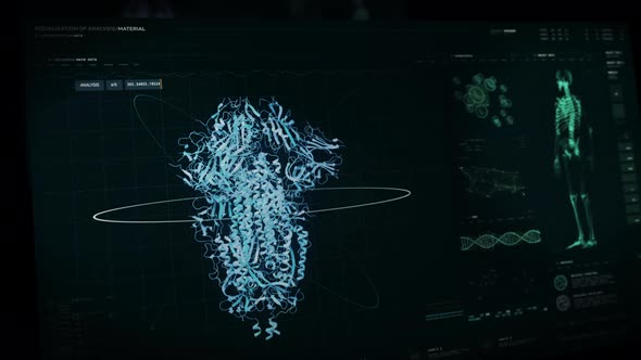 Molecular Protein Structure Bio Material Scan By Modern Medical Software alt