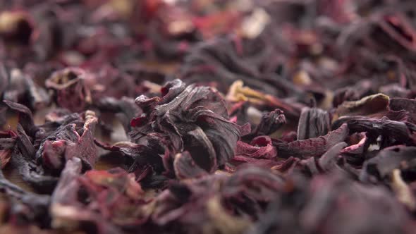 Red flower dry hibiscus tea. Pink dried petals