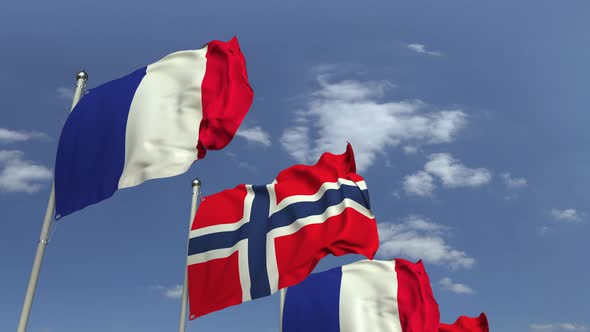Flags of Norway and France at International Meeting alt