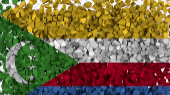 Comoros Flag Breaking Rocks Transition