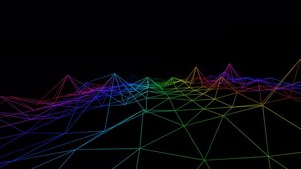 Colorful Wireframe Landscape Seamless Loop