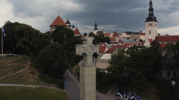 Aerial View of the Freedom Square in Tallinn Estonia