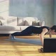 Strong Lady Does Push Ups Watching Video of Training in Room - VideoHive Item for Sale