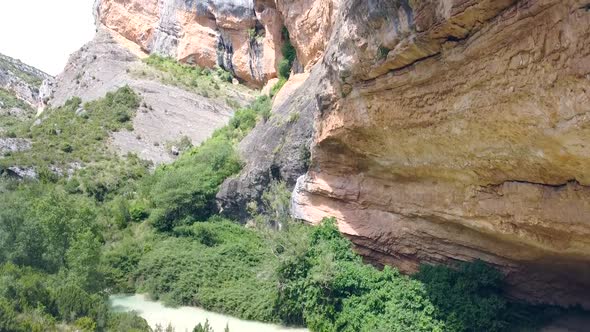 Up Aerial View Of Alquezar Canyon, Spain