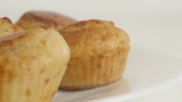 Evaporating  steam from a hot muffin cornmeal 4K 2160p 30fps UltraHD footage - Freshly baked  cornbr