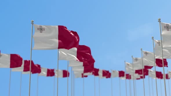 Malta Row Of Flags 3D Animation