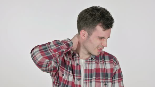 Portrait of Young Man Having Neck Pain