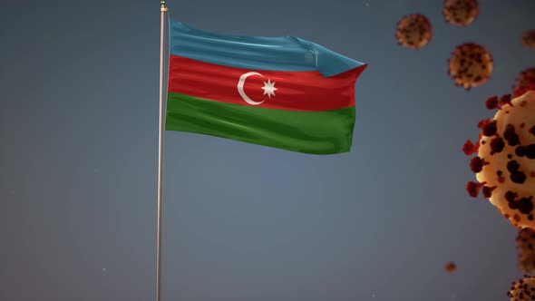 Azerbaijan Flag With Corona Virus Attack 4K