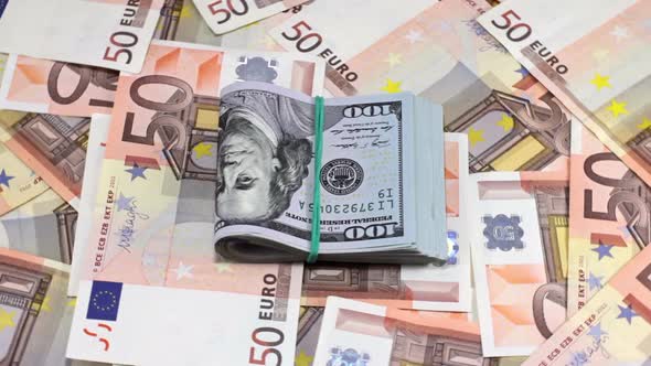 Rotating Hundred Dollar And Euro Banknotes 5