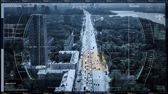 Satellite Surveillance Network Tracks Motorcyclist Target On Highway Road alt
