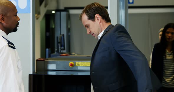 Passenger going through a airport security check