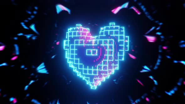Cube Neon Heart VJ Loop Background 4K alt