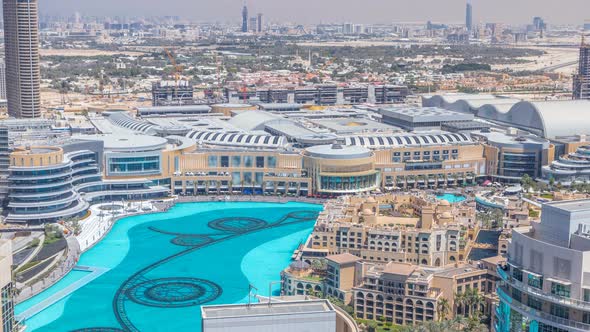 Dubai Downtown at Sunny Day Timelapse