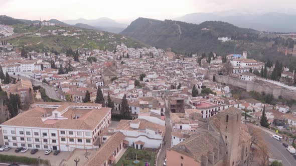 Aerial view of buildings and streets