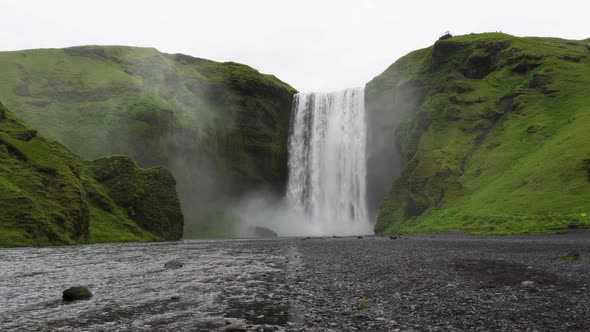 Skogafoss Waterfall in Southern Iceland with the Skoga River