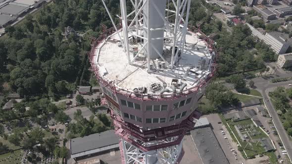 Kyiv. Ukraine: TV Tower. Aerial View. Flat, Gray