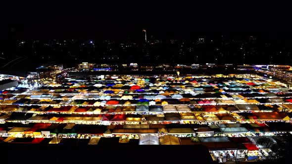 Train Night Market Ratchada (Talad Rot Fai) at night in Bangkok, Thailand