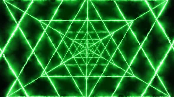 Amazing Green Color Fire Triangle Tunnel Animated Background