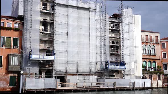 View on Scaffolding Used for Restoration of Ancient Building