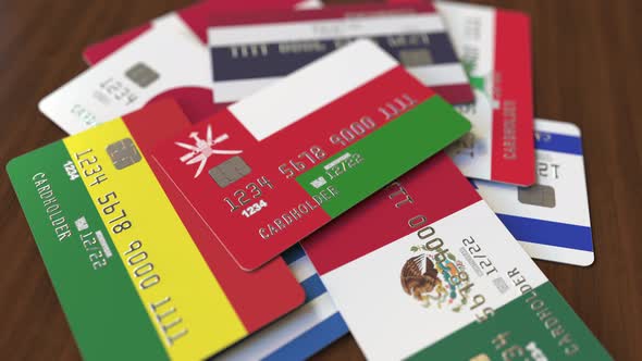 Emphasized Bank Card with Flag of Oman
