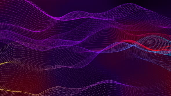 Amazing Colorful Digital Particle Line Wave Motion Animated Background