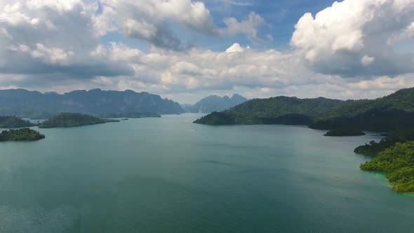 Aerial View on Cheow Lan Lake Thailand