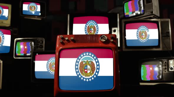 Flag of Missouri on Retro TV Stack.