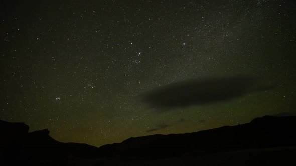 Star filled heavens slowly shift position as earth spins its way through night