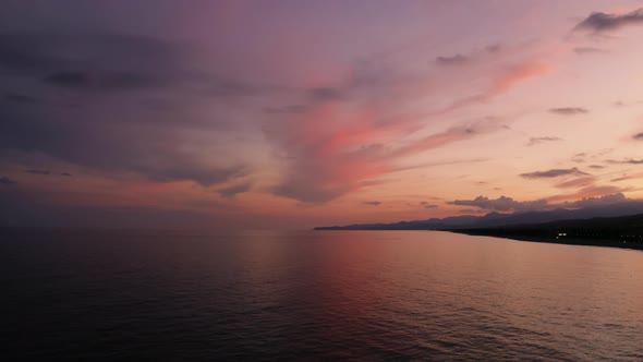 Fiery sunset over the ocean.