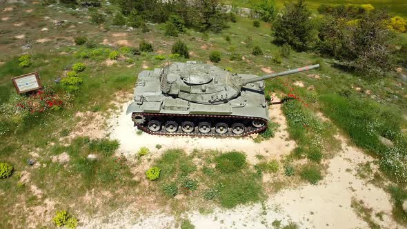 Aerial View of a Military Tank. alt