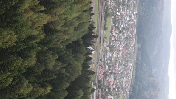 Vertical Video Village in the Carpathian Mountains in Autumn