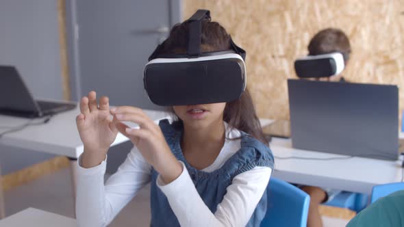 Schoolgirl Wearing VR Glasses